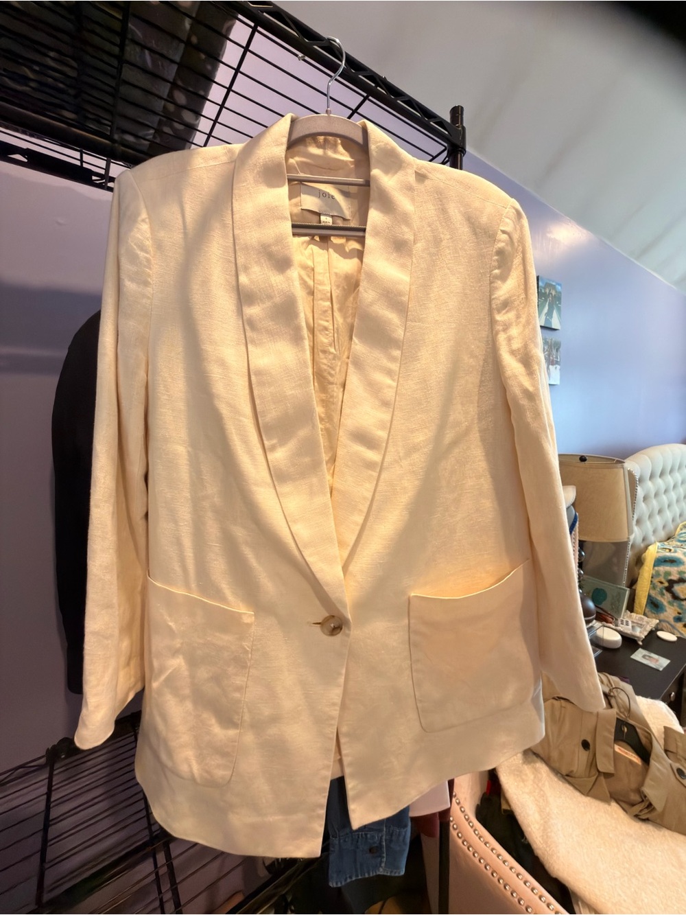 Joie Cream Blazer Lightweight Unstructured Design